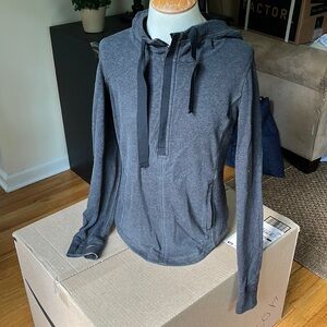 Lululemon Grey Cotton Hooded Half Zip-up Pullover